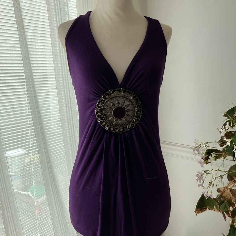 Sky Deep Purple Tank Top with large Medallion